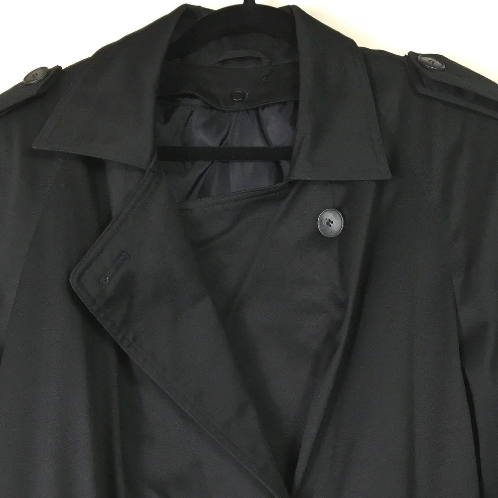 Worthington Black‎ Double Breasted Trench Coat Thermolite Insulated 14DP Vintage
